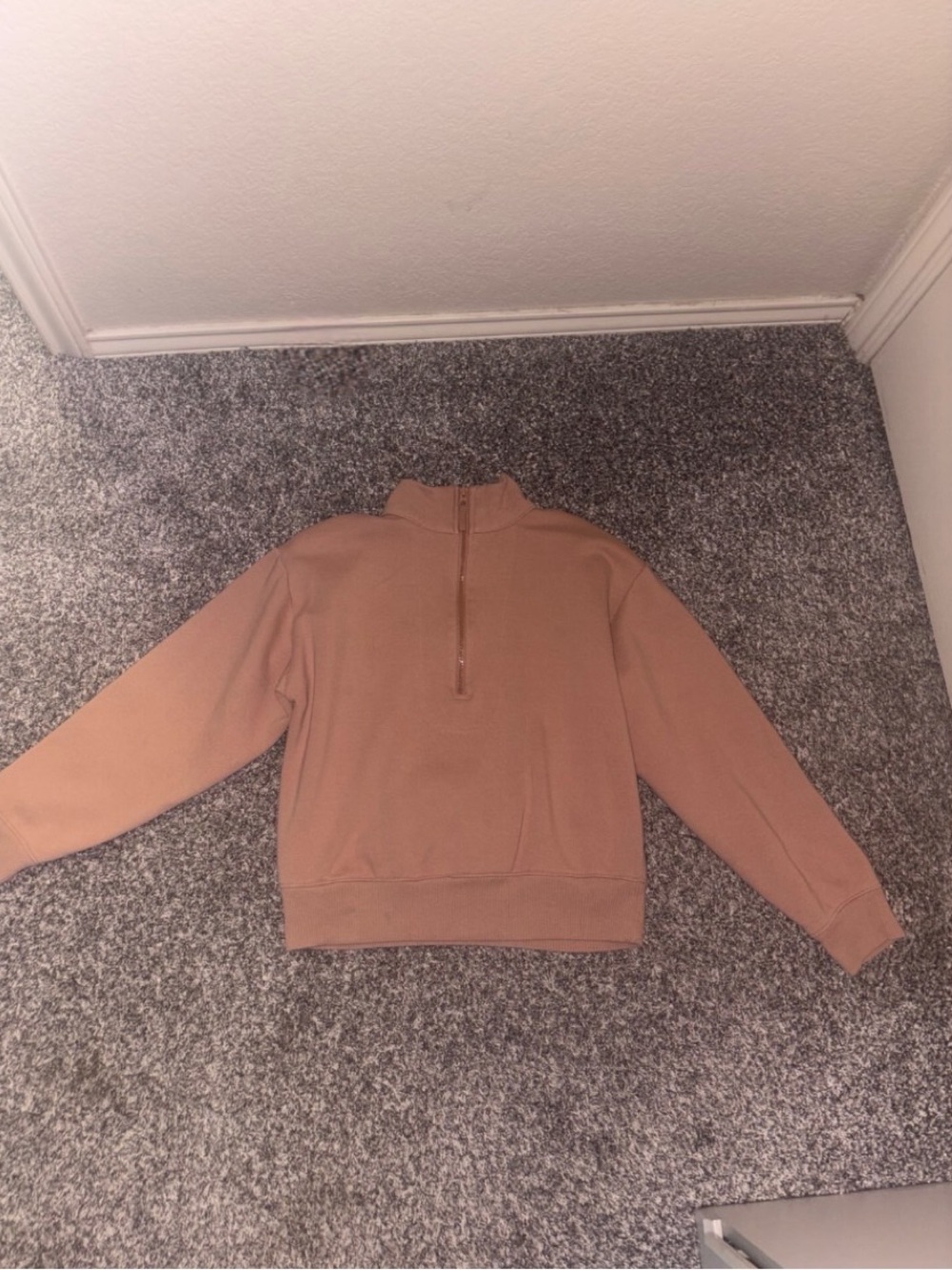 Quarter-Zip Pullover Sweatshirt in Camel